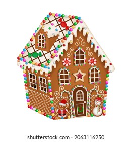 gingerbread christmas house with cookies and candies