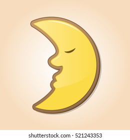 Gingerbread Christmas moon. Gingerbread Cookie isolated on background