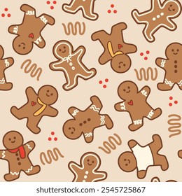 Gingerbread: Christmas and New Year biscuit or cookie pattern illustration