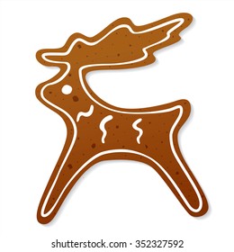 Gingerbread Christmas reindeer. Gingerbread Cookie isolated on white background