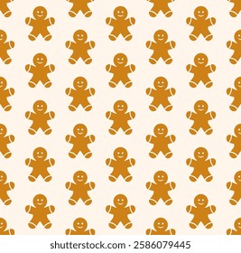 Gingerbread Christmas seamless pattern. New year pattern for wrapping paper, fabric, card
