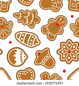 Gingerbread Christmas seamless pattern. Gingerbread pattern. Vector illustration.