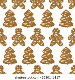 Gingerbread Christmas seamless pattern for wrapping paper fabric greeting cards digital backgrounds holiday crafts scrapbooking