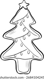 Lebkuchen Weihnachtsbaum Cookie Umriss Vektorgrafik