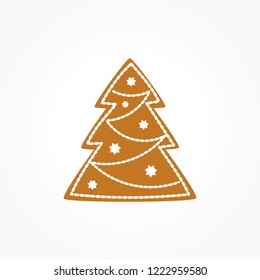 Gingerbread Christmas tree cookie. Vector illustration.