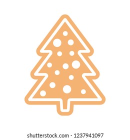 Gingerbread Christmas Tree Cookie. Vector Illustration.