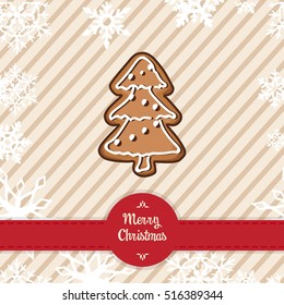 Gingerbread christmas tree cookie vector illustration