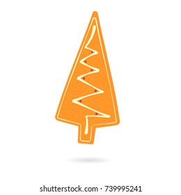 gingerbread christmas tree cookie. Vector illustration isolated on white background
