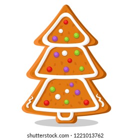 Gingerbread Christmas tree with cream on a white.