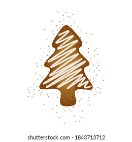 Gingerbread christmas tree, ginger cookie, vector illustration.