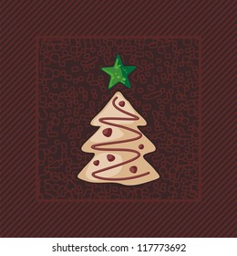 Gingerbread Christmas tree on dark, textured background