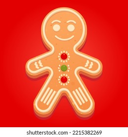 Gingerbread classic decorated cookie. New year cookies.
