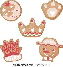 Gingerbread classic decorated cookie vector
