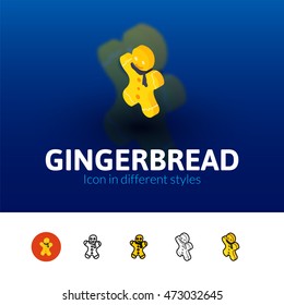 Gingerbread color icon, vector symbol in flat, outline and isometric style isolated on blur background