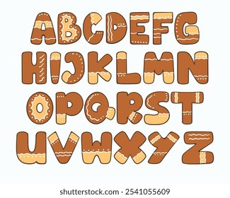 Gingerbread Colorful font shaped alphabet set