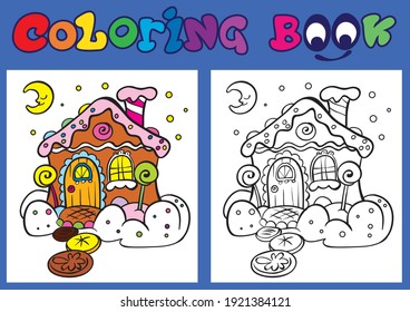 Gingerbread. Coloring. Cartoon Vector Illustration. Illustration and vector outline - A4 paper ready to print.