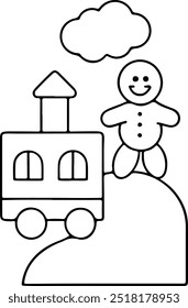 Gingerbread colouring page vector clear art line
