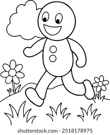 Dibujo de pan de jengibre para colorear Vector línea de arte clara