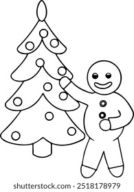 Gingerbread colouring page vector clear art line