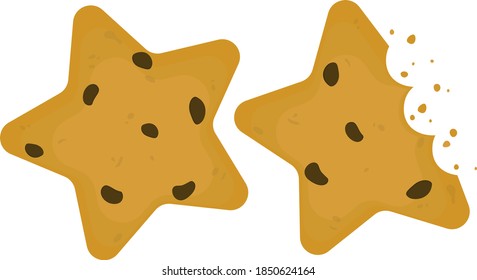 Lebkuchenkuchen mit Schokoladensternform, Haferflocken, Vektorgrafik, flach