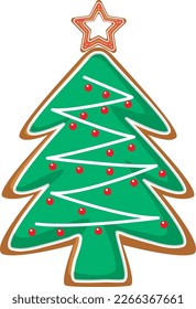 Gingerbread cookie in Christmas tree shape illustration