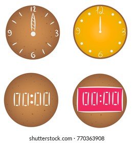 Gingerbread Cookie. Clock Set. New Year.
