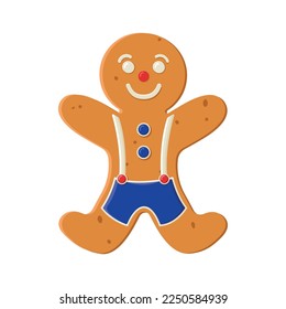Gingerbread cookie decorated with colored icing in shape of man