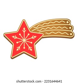 Figura de galleta de pan de jengibre. galleta estrella de Navidad. Ilustración del vector