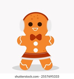 gingerbread cookie in headphones and skirt