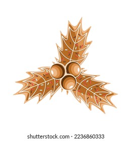 Gingerbread cookie holly berries with icing and sprinkles decoration vector illustration 