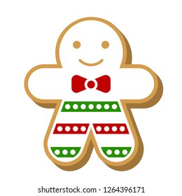 gingerbread cookie icon with detail.editable line