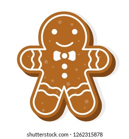 gingerbread cookie icon flat design editable line detail