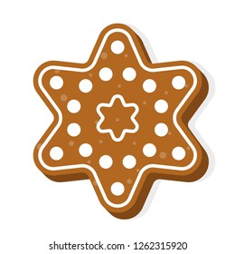 gingerbread cookie icon flat design editable line detail