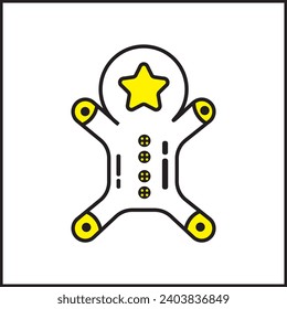 gingerbread cookie illustration vector design in yellow and white colors. Suitable for posters, banners, logos, icons, websites, t-shirt designs, stickers, concepts, advertisements.