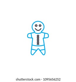 Gingerbread cookie linear icon concept. Gingerbread cookie line vector sign, symbol, illustration.