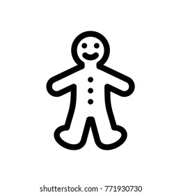 Gingerbread cookie man simple flat icon vector.