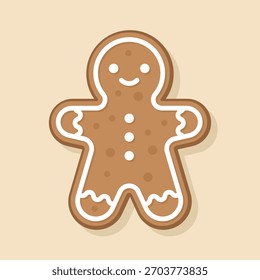 Gingerbread Cookie Man com gelo branco Detalhes Ilustração do vetor