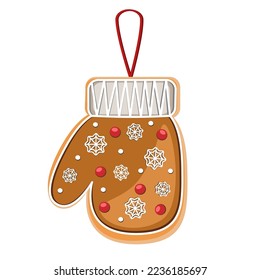 Galleta de pan de jengibre que se detecta con la ilustración vectorial de la decoración de la glaseada 