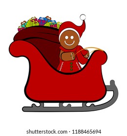 Gingerbread cookie on a christmas sledge