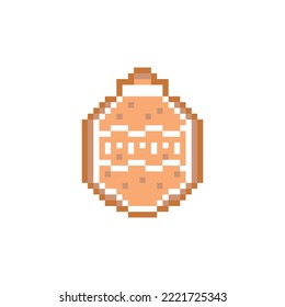Gingerbread cookie pixel art style vector