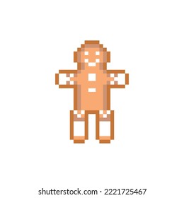 Gingerbread cookie pixel art style clipart