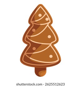 Biscoito de biscoito de gengibre representando árvore de Natal com glacê branco e sem fundo