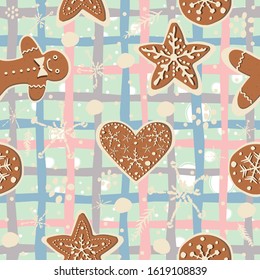 Gingerbread cookie seamless background. Creative Design. Vector Illustration