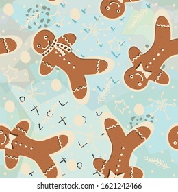 Gingerbread cookie seamless background. Creative Design. Vector Illustration
