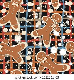 Gingerbread cookie seamless background. Creative Design. Vector Illustration