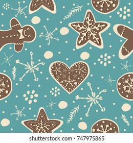 Gingerbread cookie seamless background. Creative Design. vector Illustration