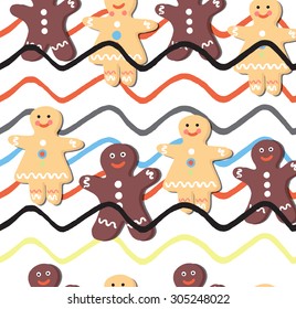 Gingerbread cookie seamless pattern. Eps.