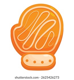 Gingerbread cookie shaped like a winter mitten with white icing detail, perfect for holiday celebrations