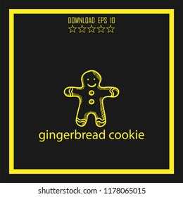 gingerbread cookie sketch vector icon
