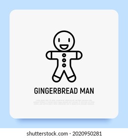 Gingerbread cookie thin line icon. Modern vector illustration of Christmas bakery.